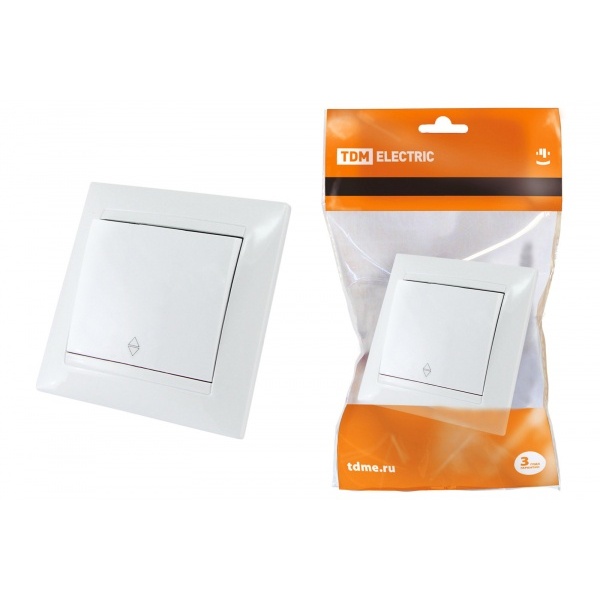 TDM Лама Белый Выключатель на 2 направления 1-клавишный 10А SQ1815-0006