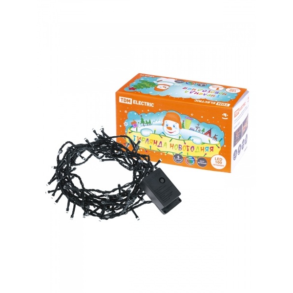 Гирлянда внутренняя IP20 5 м, 220 В, зеленый шнур, многоцветная, 8 режимов TDM СГ 100 З SQ0361-0010