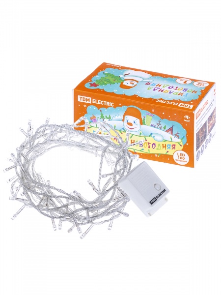 Гирлянда внутренняя IP20 "Шарики" светодиодная - 50LED, 5м, 8 режимов, многоцветная, прозрачный шнур