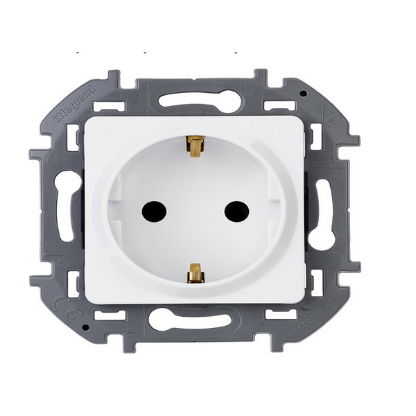 Legrand INSPIRIA Белый Розетка 2-местная с заземляющими контактами IP20 скрытая установка