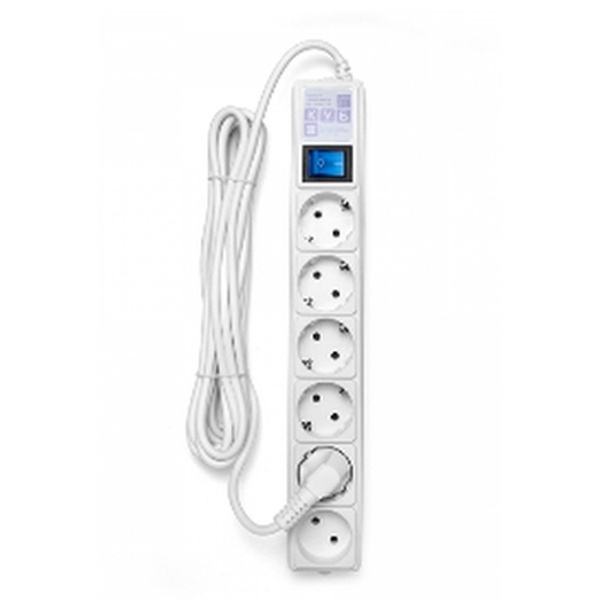 Сетевой фильтр 5 гнезд 5 метров с заземляющими контактами черный 10А/2,2кВт ПВС 3х0,75 B PowerCube