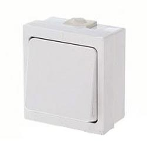 Выключатель 1-клавишный открытая установка IP44 10А TDM Селигер Белый