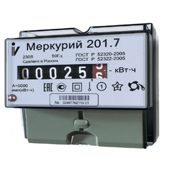 Счетчик Меркурий 201,7  1-фазный 1-тарифный