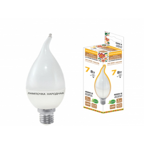 Светодиодная лампа TDM С37 7Вт 230В 4000К E14