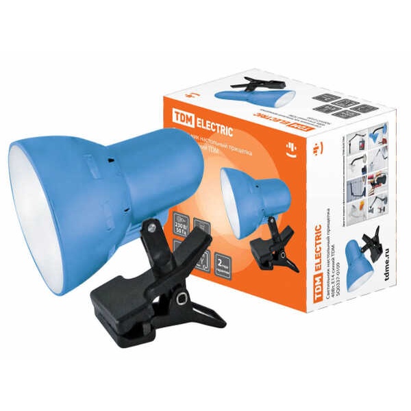 Светильник настольный на прищепке 40Вт E27 белый (мягкая упаковка)