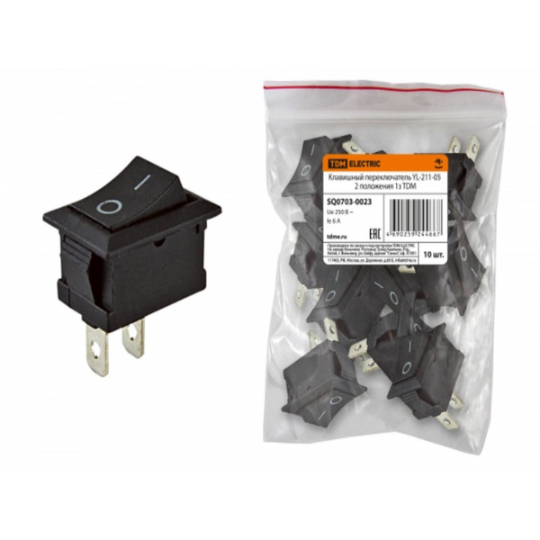 Клавишный переключатель YL-211-05 черный 2 положения 1з TDM