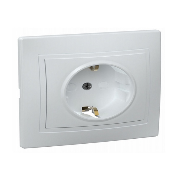 Розетка одноместная c з/к, без шторок 2хUSB белый Лама