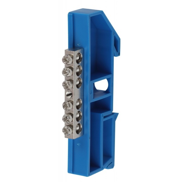 Шина "N" нулевая (латунь) с изолятором на DIN-рейку ШНИ-6x9мм,16 Д синяя ЭРА NO-222-49