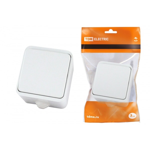 TDM Таймыр Белый Выключатель 1-клавишный 10А (скрыт уста) керамика