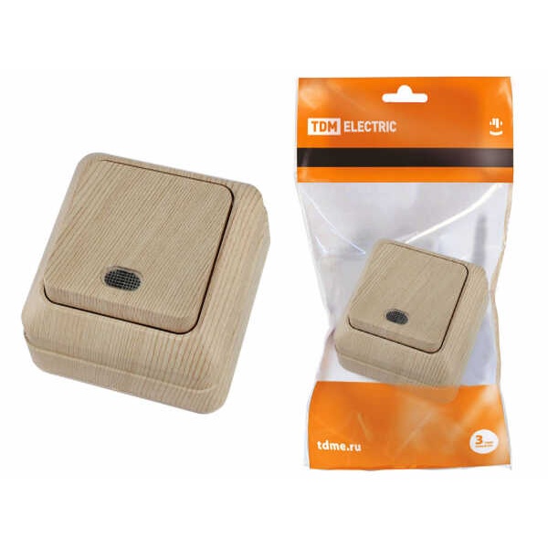 Выключатель 2-клав. о/у с подсветкой TDM Ладога СОСНА