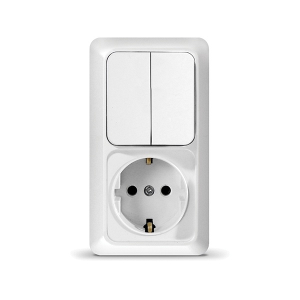 Блок розетка+2 кл.вертик.с/з Белый ОЛИМП 16А 220В О0040