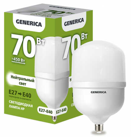 Лампа светодиодная высокомощная IEK GENERICA LL-HP-70-230-40-E27-E40 70Вт 7000лм 4000К 160х254мм матовая