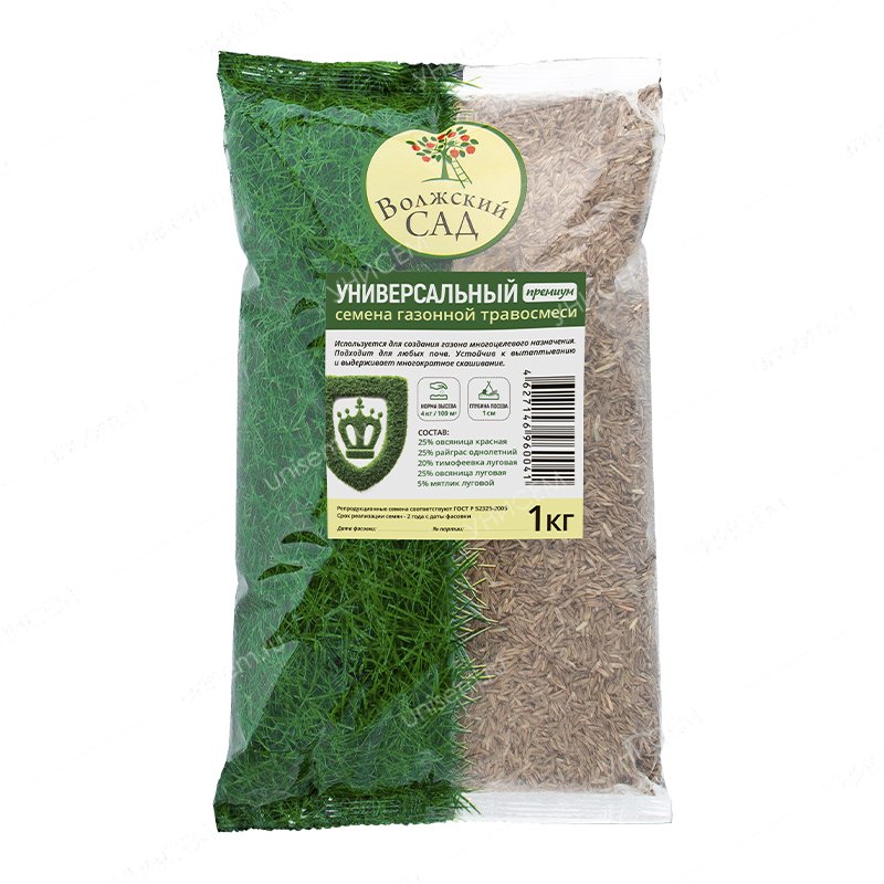 Газон универсальный Премиум 1кг Волжский Сад.