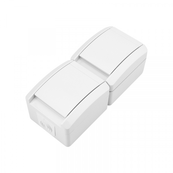 Розетка о/у, 2 гнезда, б/з, 10А, 230В, IP20, белая. ЛАДОГА