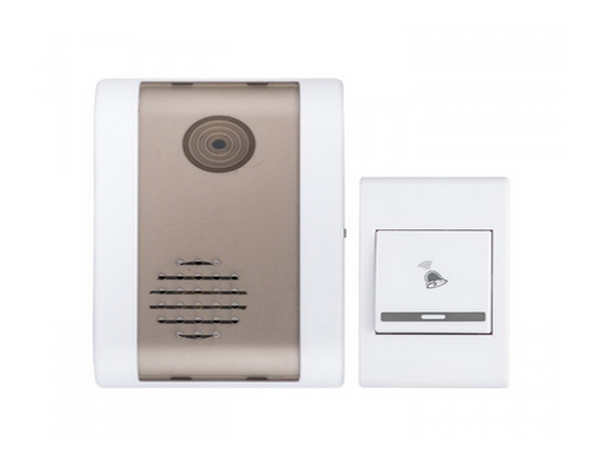 EKF Basic Звонок беспроводной на батарейках 003 (белый-серый 36 мелодий с индикатором 2х1,5В АA дист