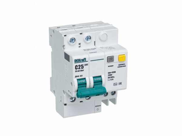 Дифференцальный автомат 2П 25А 30мА  ДИФ-101 DEKRAFT