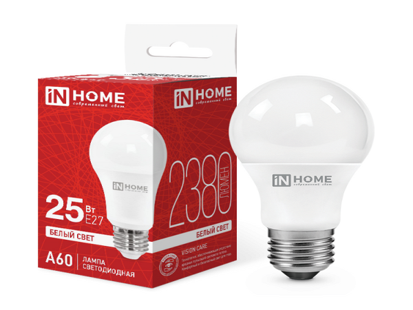 Светодиодная лампа IN HOME LED-A60-VC 8Вт 230В Е27 4000К