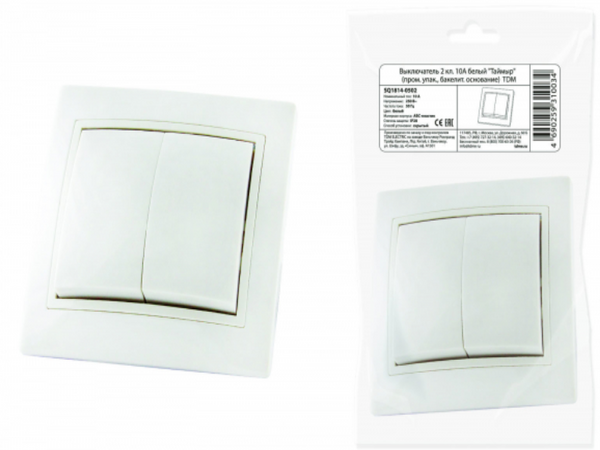 TDM Таймыр Белый Выключатель (промо упаков.бакелит.основ.с подсветко)TDM