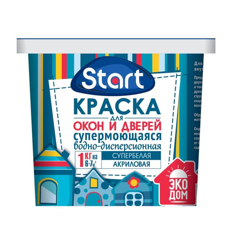 Краска акриловая СТАРТ супербелая (1кг)