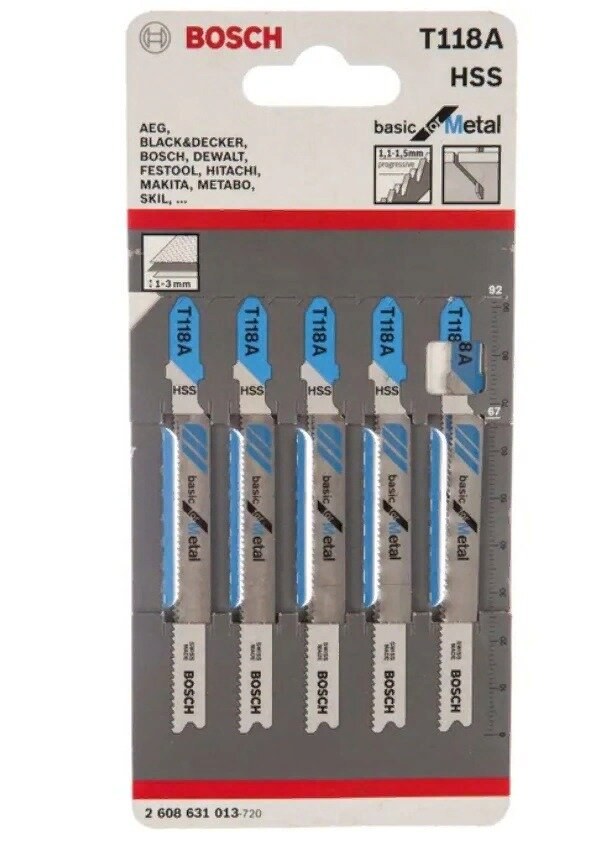 Полотно T118A Bosch по металлу 1,2мм (5шт)