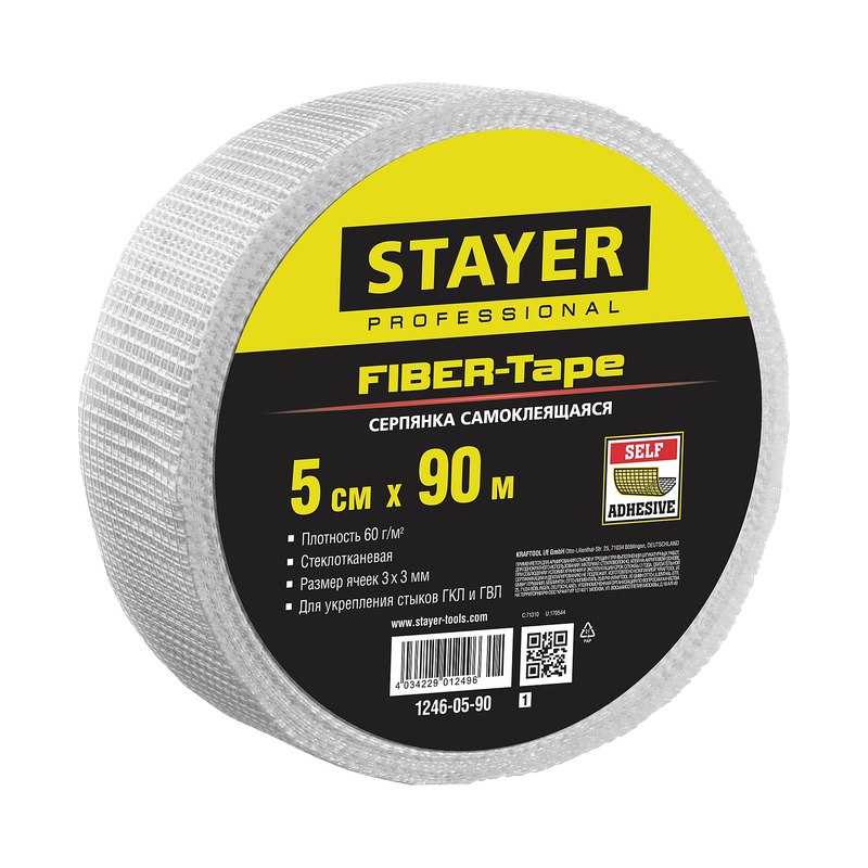Серпянка самоклеящаяся STAYER Professional 5смх90м FIBER-Tape