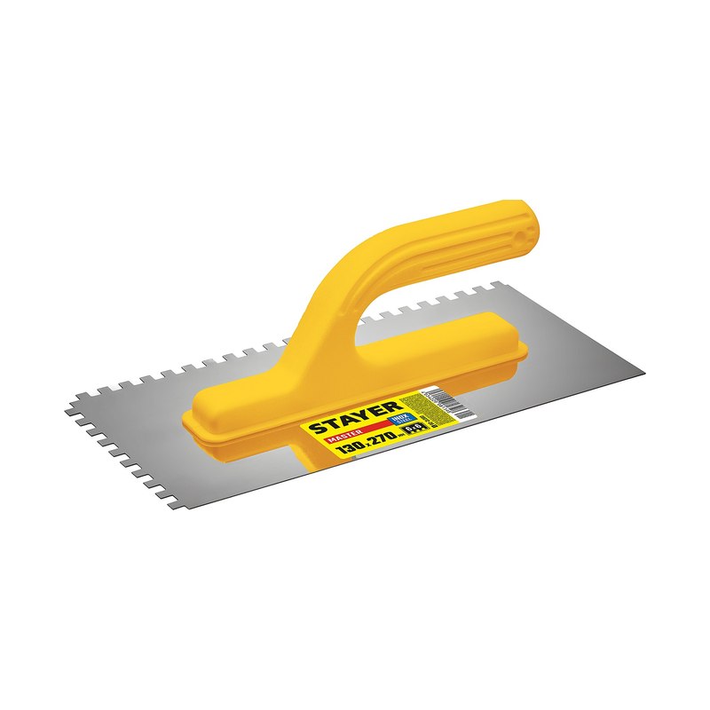 Гладилка штукатурная зубчатая STAYER 130х270мм 8х8мм с нержавеющей пластиковой р