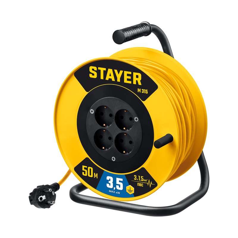 Удлинитель на катушке ПВС 3х1,5 50м М-315 STAYER