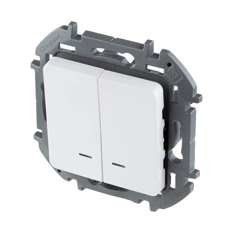 Legrand INSPIRIA Белый Выключатель 2-клавишный c подсветк...