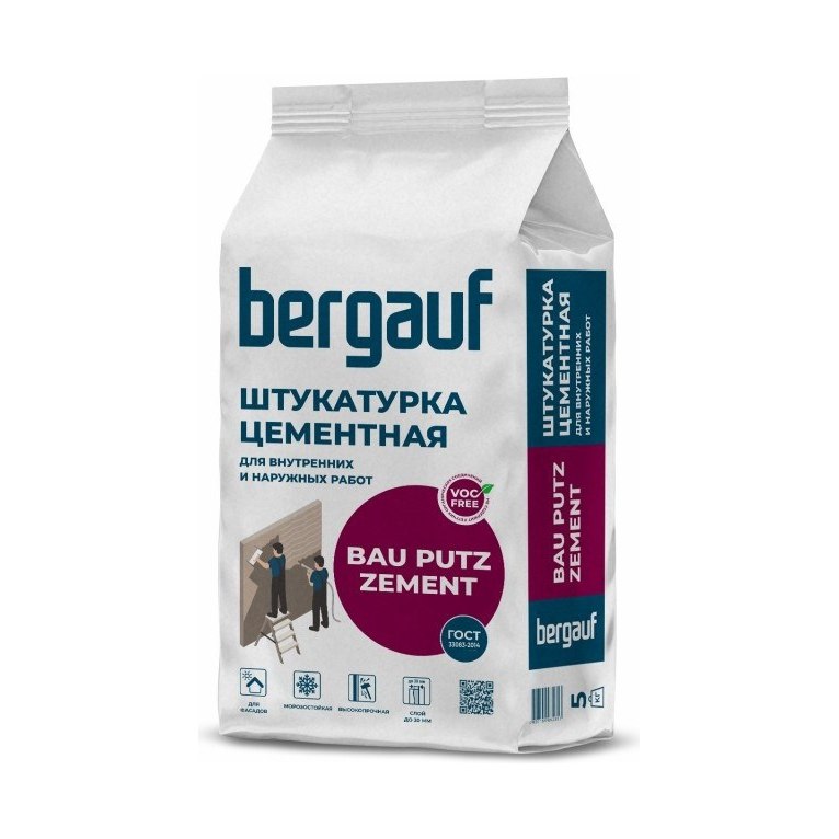 Штукатурка Бергауф цементная фасадная Бау путц 5 кг