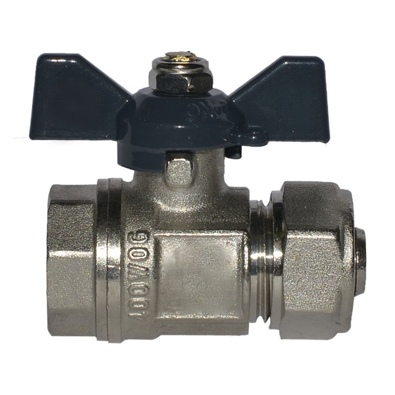 Кран шаровый 16х1/2" Н/Р для м/п труб обжим, бабочка