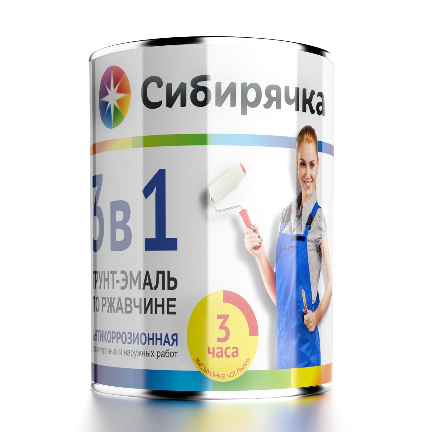 Грунт-эмаль по ржавчине 3в1 СИБИРЯЧКА 1,8 кг красная