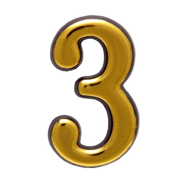 Цифра дверная "3" золото Аллюр