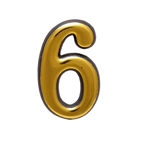Цифра дверная "6" золото Аллюр