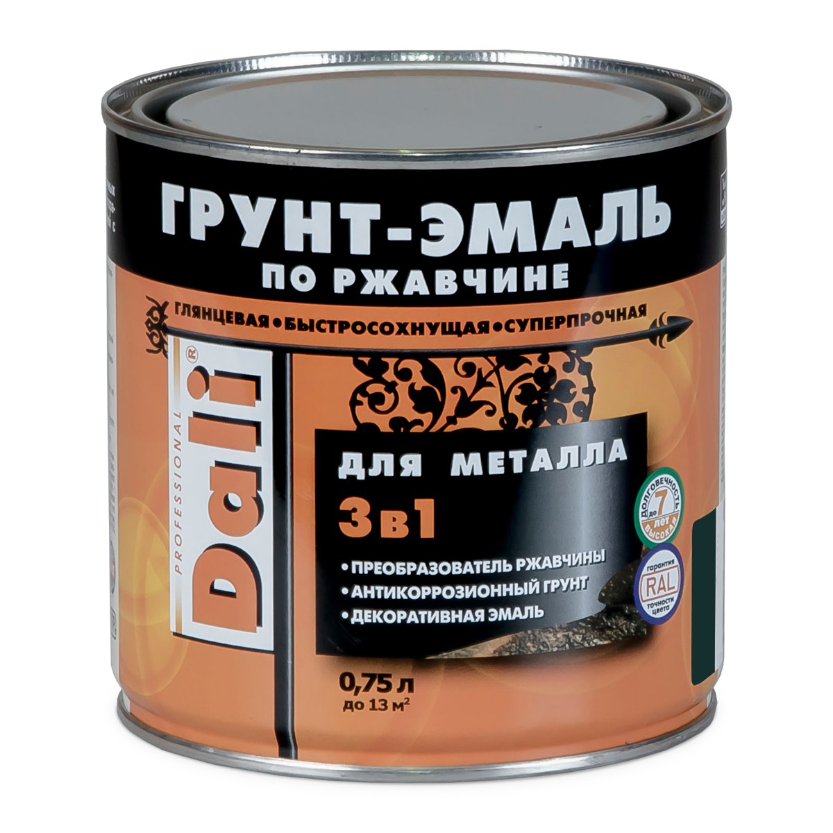 Грунт-эмаль по ржавчине DALI 0,75 л RAL 9010 белая