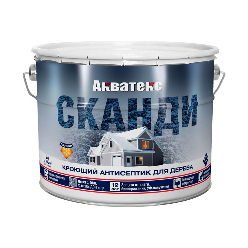 Антисептик Акватекс СКАНДИ кроющий для дерева 2