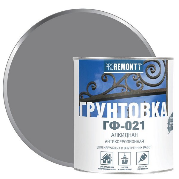 Грунтовка ГФ-021 серая 0,9кг Проремонт