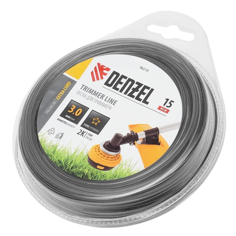 Леска для триммера звезда 3 мм 15 м EXTRA CORD Denzel