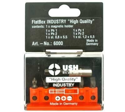 Набор бит USH FlatBox 7 шт Ph1, Ph2, Pz1, Pz2, Sl.0.8*5.5, Sl.1.2*6.5, магнитный держатель