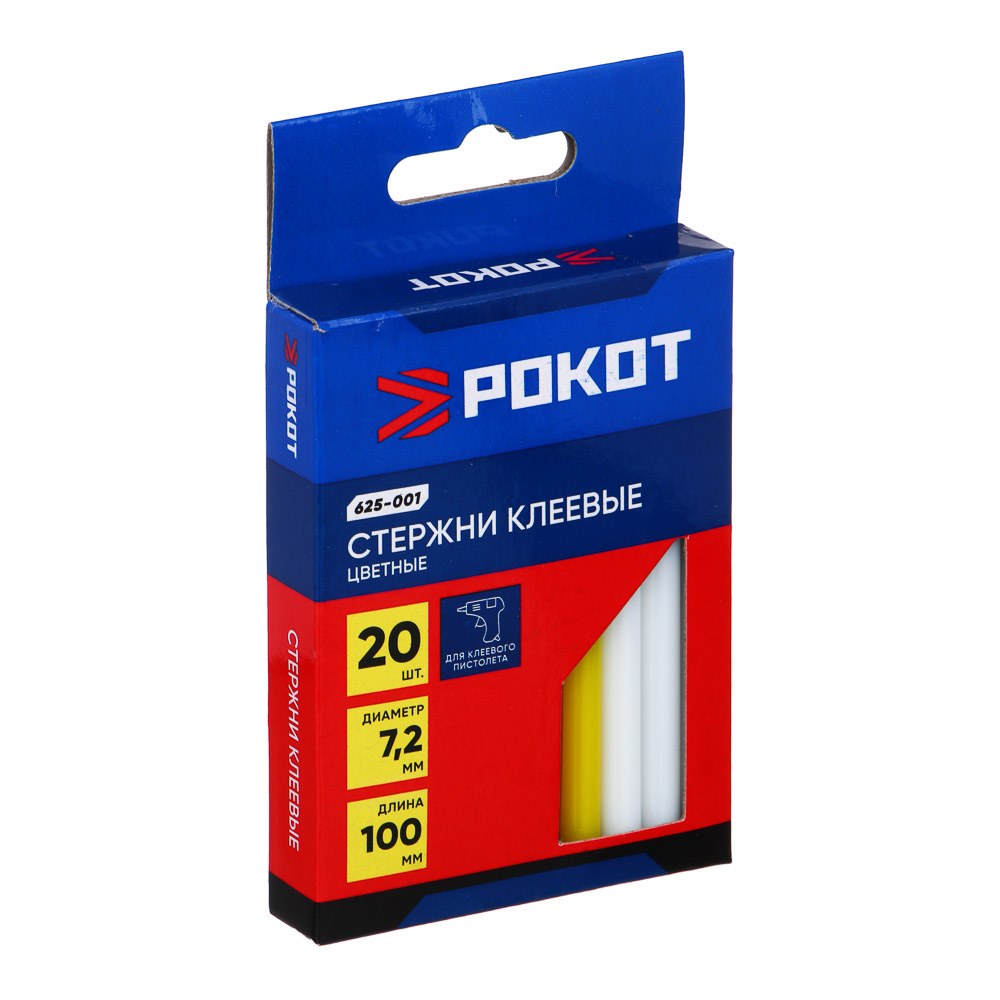 Стержни клеевые 7,2х100мм, 20 шт РОКОТ