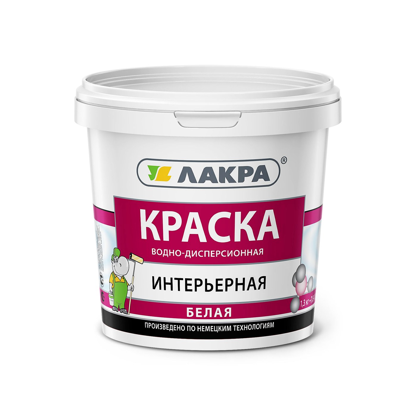 Краска ВД ЛАКРА интерьерная белая (1,3кг)