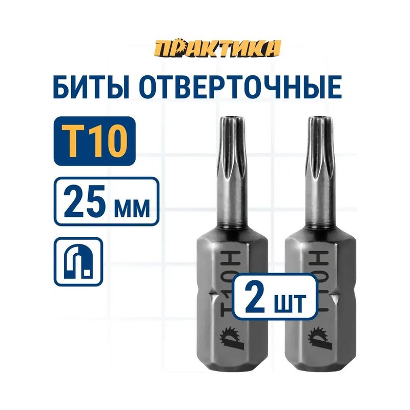 Бита Torx 10 Tamper ПРАКТИКА (2шт)