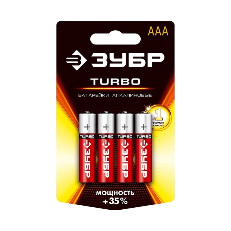 Батарейка щелочная Turbo ЗУБР AAA (4шт)