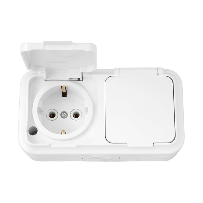 Блок розеток Пролеска белый 2 места 16А IP54