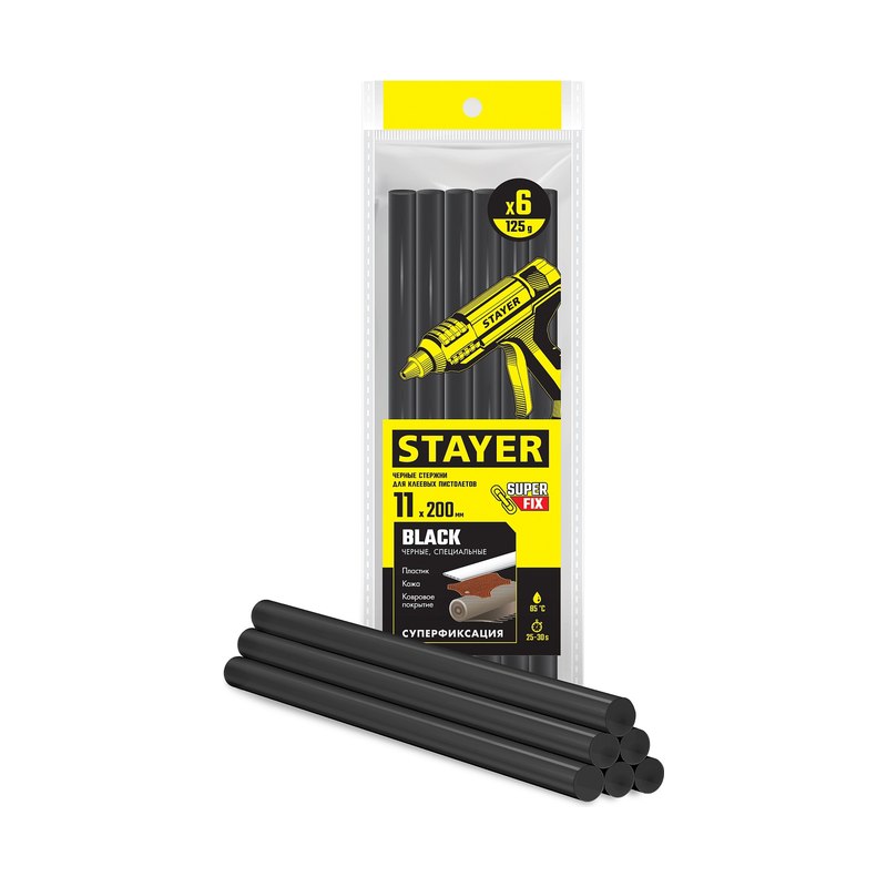 Стержни клеевые черные STAYER