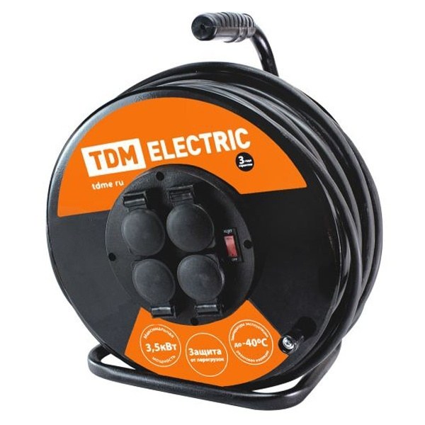 Удлинитель силовой катушка 4 розетки КГ 3×1 50м
