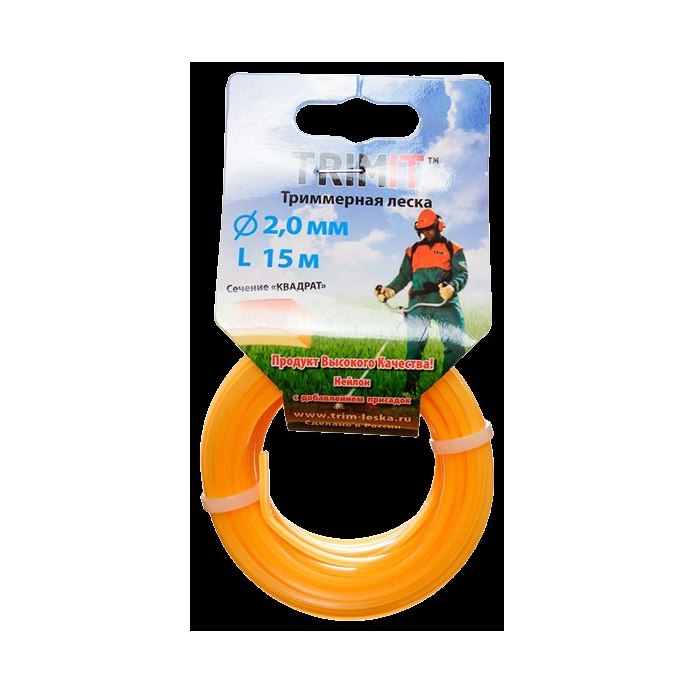 Леска для триммера квадратная 2,0×15 м