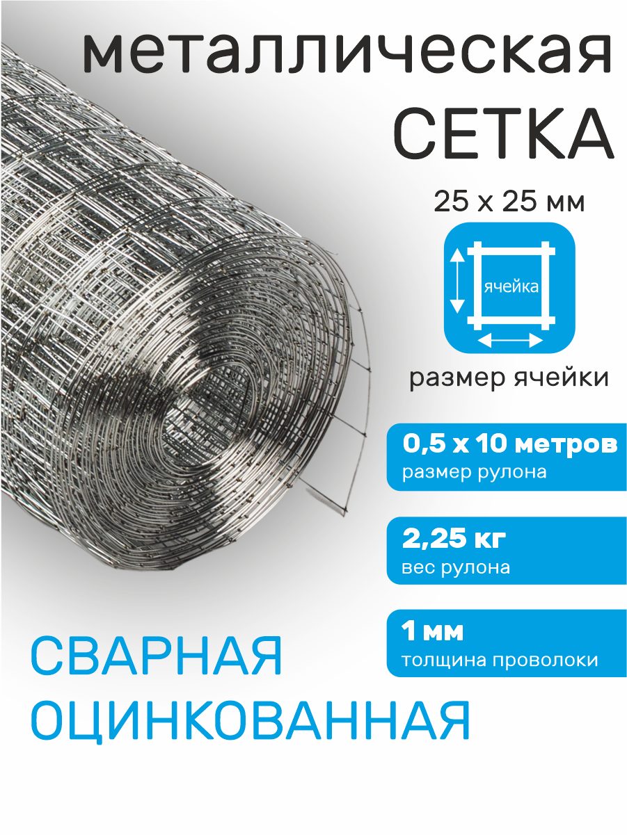 Сетка штукатурная 25×25 мм 1×10 м 0,5 мм