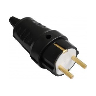 Вилка прямая каучуковая 2Р-РЕ 16А 250В IP44