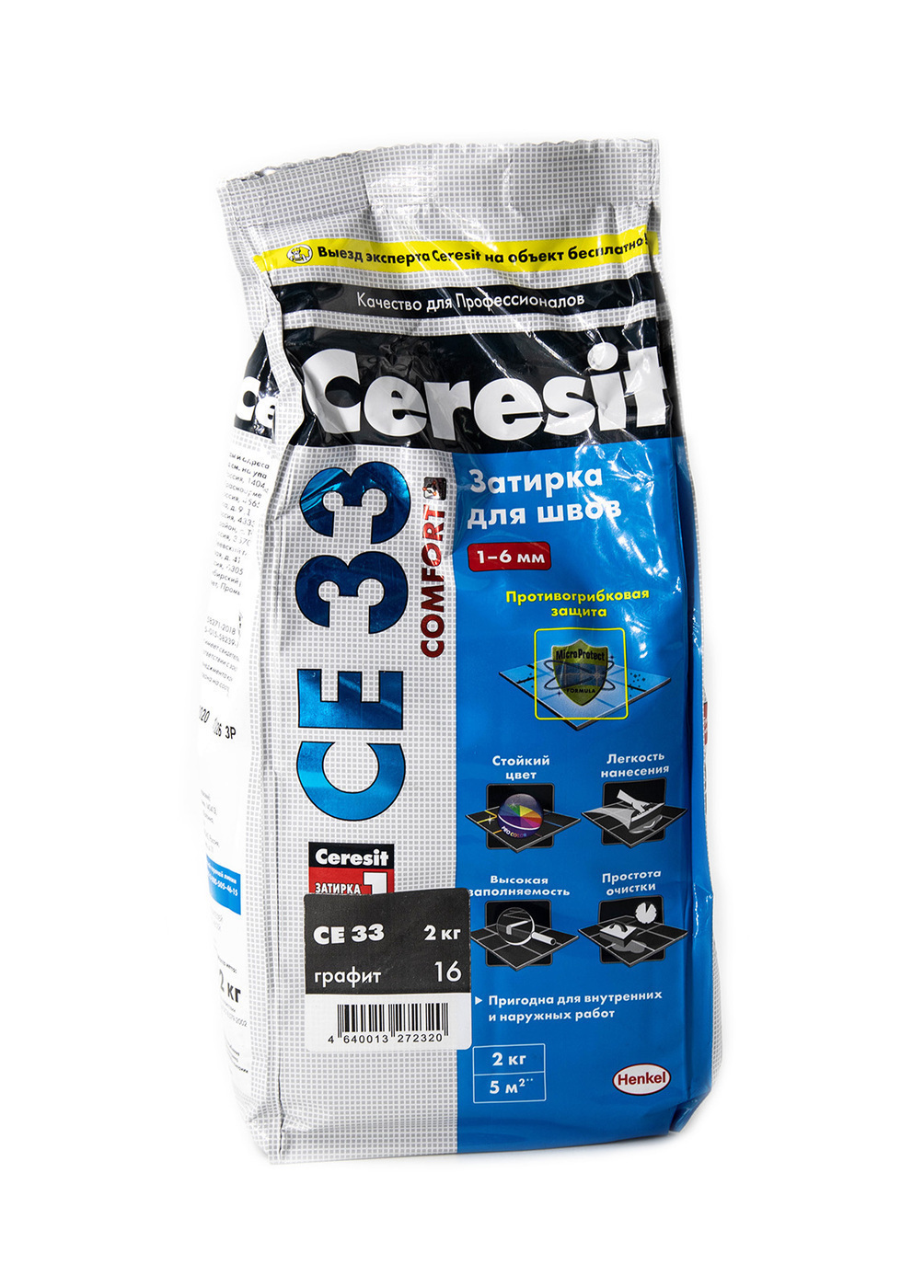 Затирка Церезит CE33 S №16 графит 2-5мм 2кг