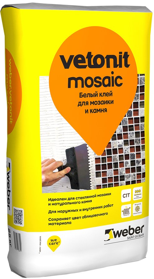 Клей плиточный для мозаики и камня Vetonit Мозаик белый 25кг